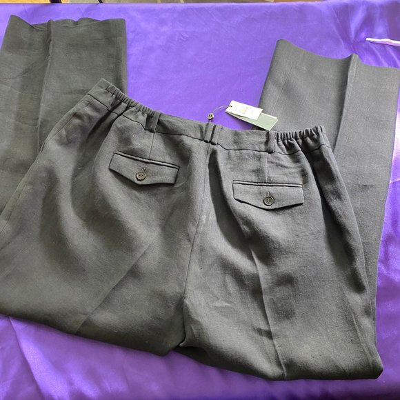 NWT๐Talbots Classic Elegant Linen Pants Elastic Side Waistband Comfortable Fit - Picture 2 of 11